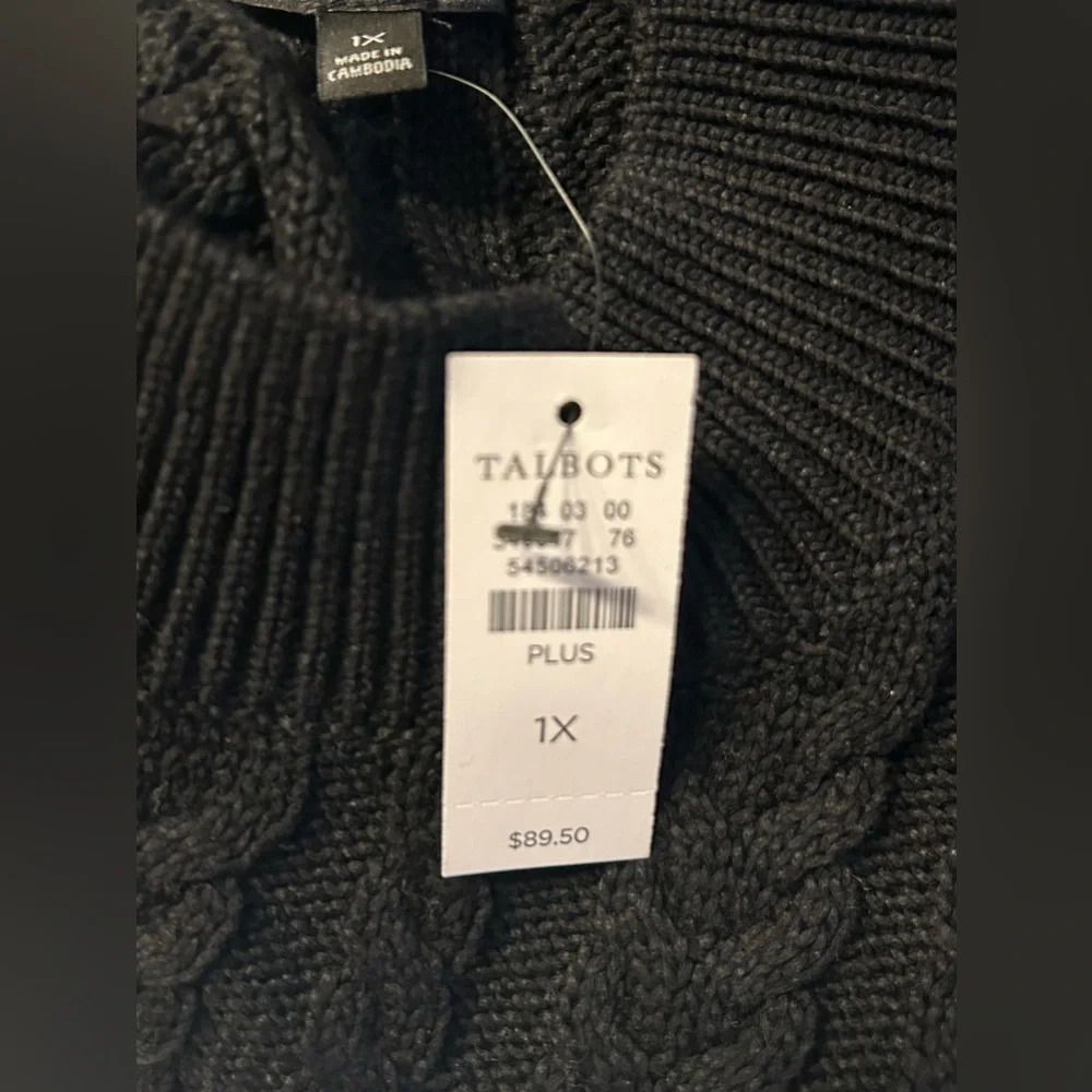 NWT $89 Talbots Woman CABLEKNIT SLEEVELESS SWEATER Black Size 1X - Picture 7 of 8